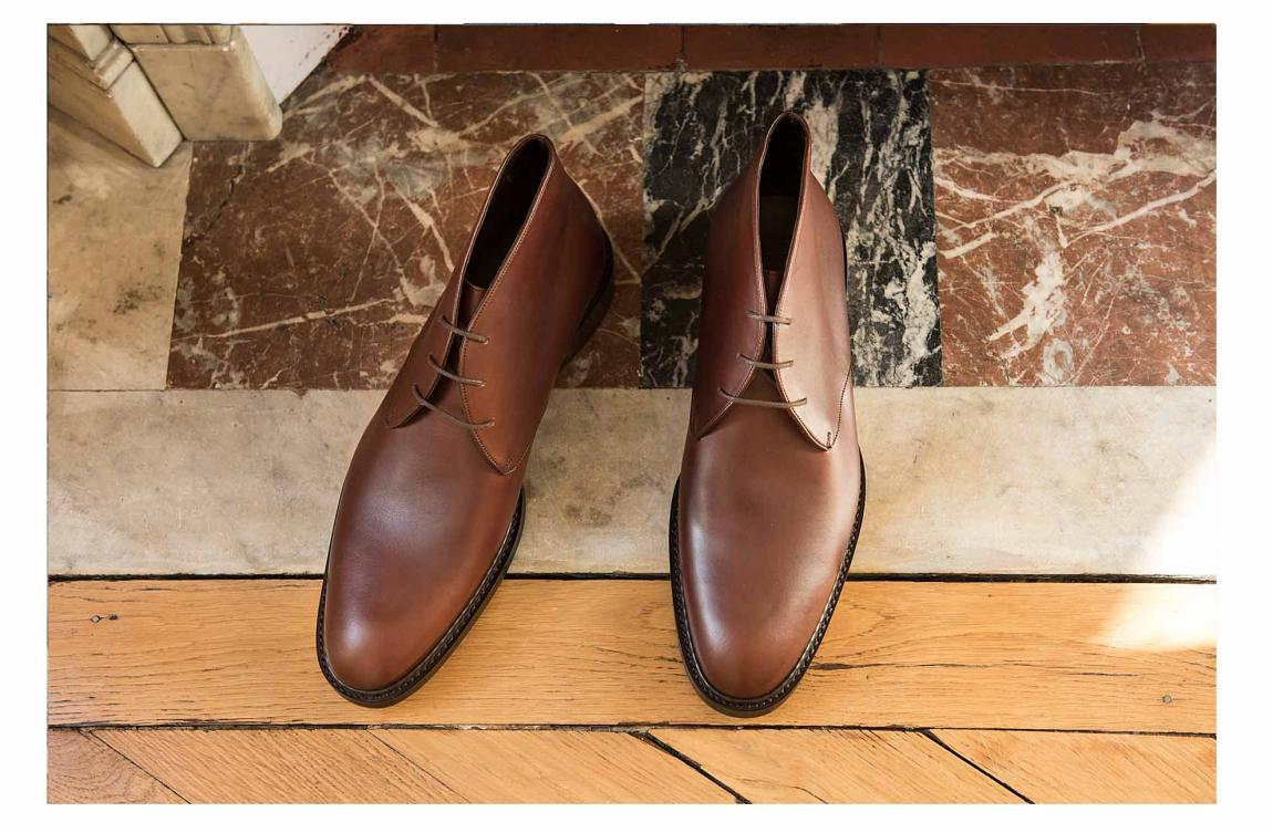 Chaussures chukka boots homme en cuir marron - fabriqué en France